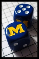 Dice : Dice - 6D - Michigan M Blue and Yellow by jspassnthru - Ebay Mar 2011